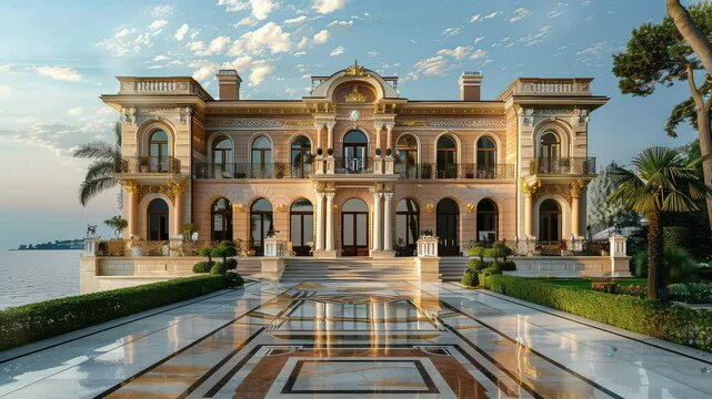 Luxurious mansion with elaborate architecture and elegant design