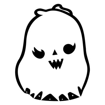 cute halloween ghost black and white clip art preview