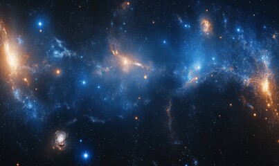 Obraz premium Stunning cosmic landscape showcasing vibrant galaxies and star clusters in deep space