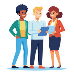 three-diverse-business-partners-standing-and-discus vector image on white background