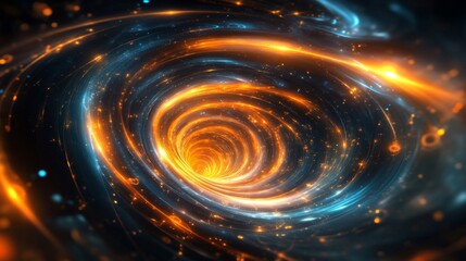 Obraz premium Abstract Cosmic Spiral With Orange And Blue Energy