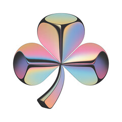 Naklejka premium Iridescent club suit symbol, playing card suit, holographic foil effect, isolated
