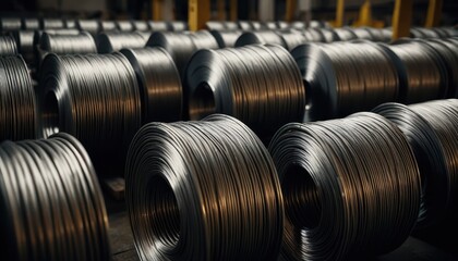Neatly arranged stack of coils in manufacturing facility showcasing versatility and essential role in industrial processes