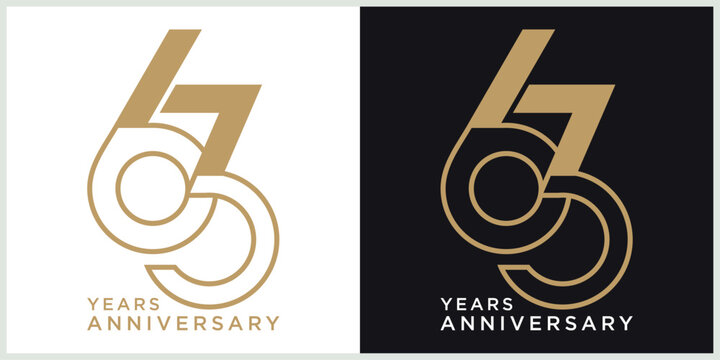anniversary 63th logotype vector with brown and white color for special celebration day