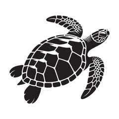 Powerful Loggerhead Sea Turtle silhouette, carrying strength and wisdom – Loggerhead Sea Turtle illustration – Minimalist Loggerhead Sea Turtle vector – Reptile silhouette

