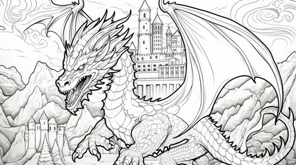 castle coloring page fire
