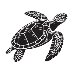 Mighty Loggerhead Sea Turtle silhouette, shielded by a powerful shell – Loggerhead Sea Turtle illustration – Minimalist Loggerhead Sea Turtle vector – Reptile silhouette

