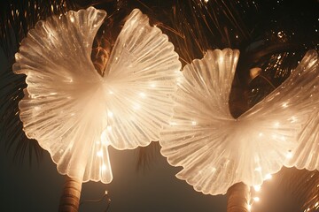 Illuminated Wings Palm Trees Night