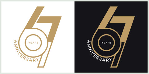 anniversary 67th logotype vector with brown and white color for special celebration day