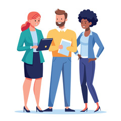 three-diverse-business-partners-standing-and-discus vector image on white background