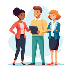 three-diverse-business-partners-standing-and-discus vector image on white background