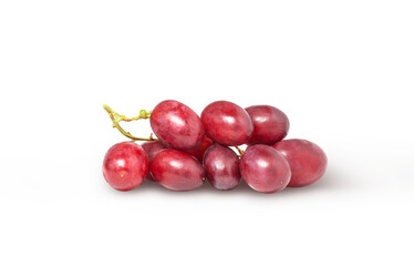 Small red grape cluster isolated. Fresh wine grape with clipping path.