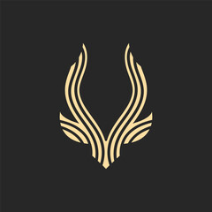 deer antler simple luxury logo and vector template