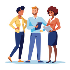 three-diverse-business-partners-standing-and-discus vector image on white background