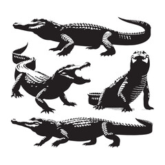 Vicious Crocodile silhouette, its eyes focused on the next meal – Crocodile illustration – Crocodile vector – Reptile silhouette

