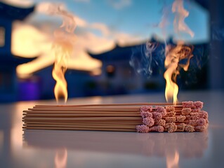Incense Sticks at Sunset