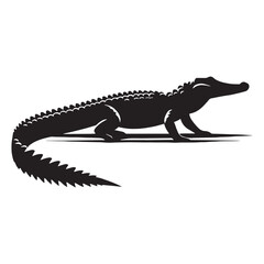 Ancient Crocodile silhouette, a living dinosaur of the modern world – Crocodile illustration – Crocodile vector – Reptile silhouette

