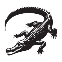Dominant Crocodile silhouette, ruling the waters with fierce authority – Crocodile illustration – Crocodile vector – Reptile silhouette

