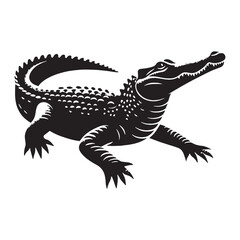 Savage Crocodile silhouette, a predator without equal – Crocodile illustration – Crocodile vector – Reptile silhouette

