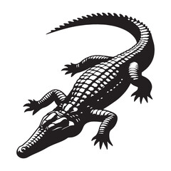 Elegant Crocodile silhouette, moving with grace through the waters – Crocodile illustration – Crocodile vector – Reptile silhouette

