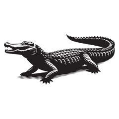 Terrifying Crocodile silhouette, its massive teeth a deadly weapon – Crocodile illustration – Crocodile vector – Reptile silhouette

