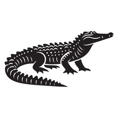 Swift Crocodile silhouette, moving quickly through the water – Crocodile illustration – Crocodile vector – Reptile silhouette


