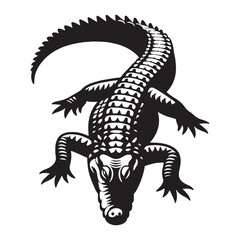 Fierce Crocodile silhouette, its eyes locked onto its prey – Crocodile illustration – Crocodile vector – Reptile silhouette

