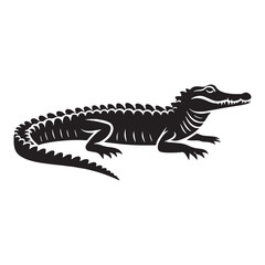 Powerful Crocodile silhouette, gliding silently through the water – Crocodile illustration – Crocodile vector – Reptile silhouette

