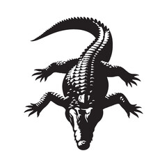 Majestic Crocodile silhouette, a true predator of the wild – Crocodile illustration – Crocodile vector – Reptile silhouette

