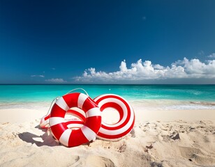 Obraz premium 浮き輪 ビーチ