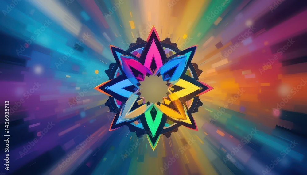 Poster Bright and colorful star on an illuminated background creating a festive and joyful atmosphere of celebration