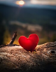 Fototapeta premium red heart on wooden background