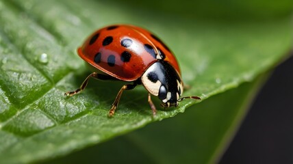Cute Ladybug on Leaf 