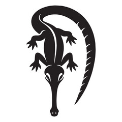 Graceful Gharial silhouette, a river dweller with unmatched speed – Gharial illustration – Gharial vector – Reptile silhouette

