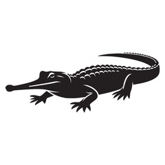 Distinct Gharial silhouette, with its unmistakable long nose – Gharial illustration – Gharial vector – Reptile silhouette

