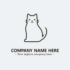 Cat illustration black and white for logo company vector image