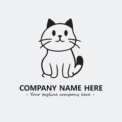 Cat illustration black and white for logo company vector image