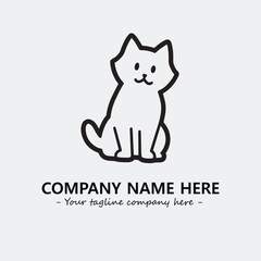Cat illustration black and white for logo company vector image