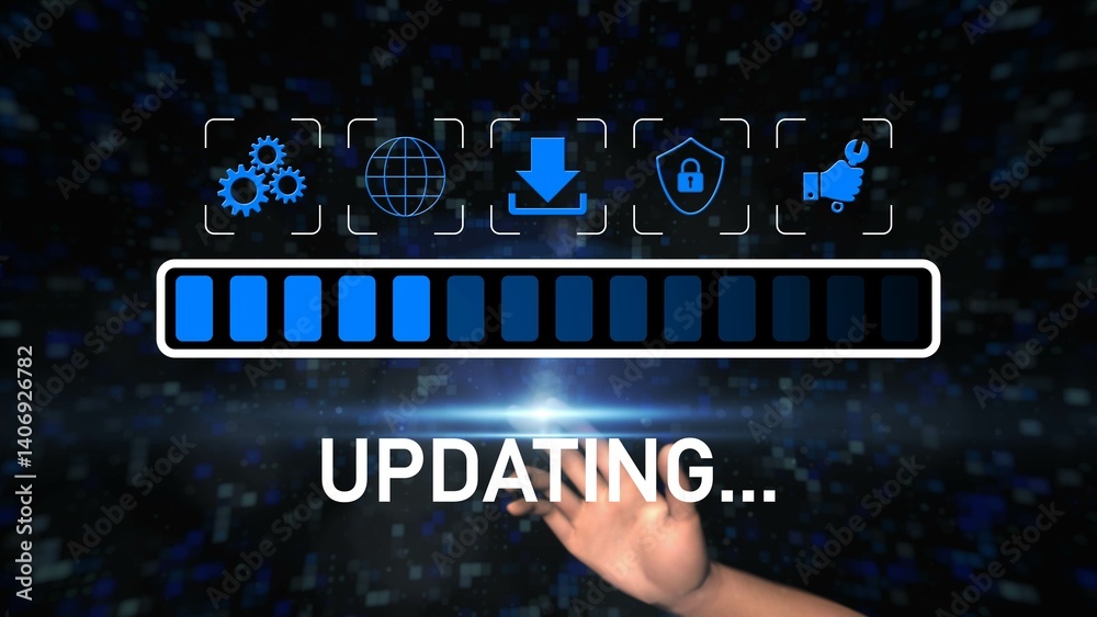 Poster upgrade software technology concept, operating system, security or program downloading - updating pr