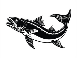 Isolated blue tuna vector illustration, a marine animal from the sea