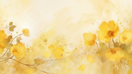 flowers mustard yellow water color