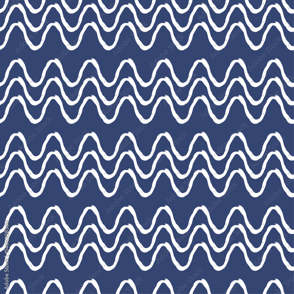 Poster The waves are stylized and slightly irregular, creating a dynamic and textured effect. The pattern is simple yet visually appealing, with a sense of movement and rhythm.