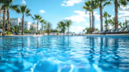 Obraz premium A pool with palm trees in the background