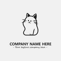 Cat illustration black and white for logo company vector image