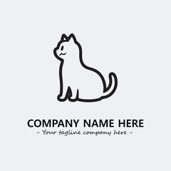 Cat illustration black and white for logo company vector image