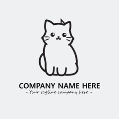 Cat illustration black and white for logo company vector image