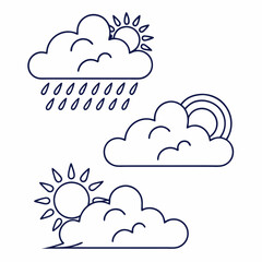 Weather icon set vector illustration with sun, cloud, rain symbols for web design