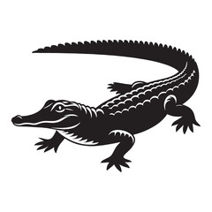 Silent Caiman silhouette, lurking beneath the water's surface – Caiman illustration – Caiman vector – Reptile silhouette

