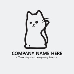 Cat illustration black and white for logo company vector image