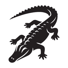Dominant Caiman silhouette, asserting its territory with strength – Caiman illustration – Caiman vector – Reptile silhouette


